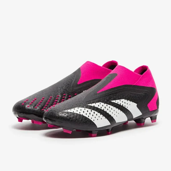 Adidas Børn PRødator Accuracy+ FG - Core Sorte/Hvide/Team Shock Lyserøde Fodboldstøvler