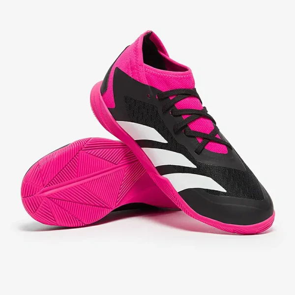 Adidas Børn PRødator Accuracy.3 IN - Core Sorte/Hvide/Team Shock Lyserøde Fodboldstøvler