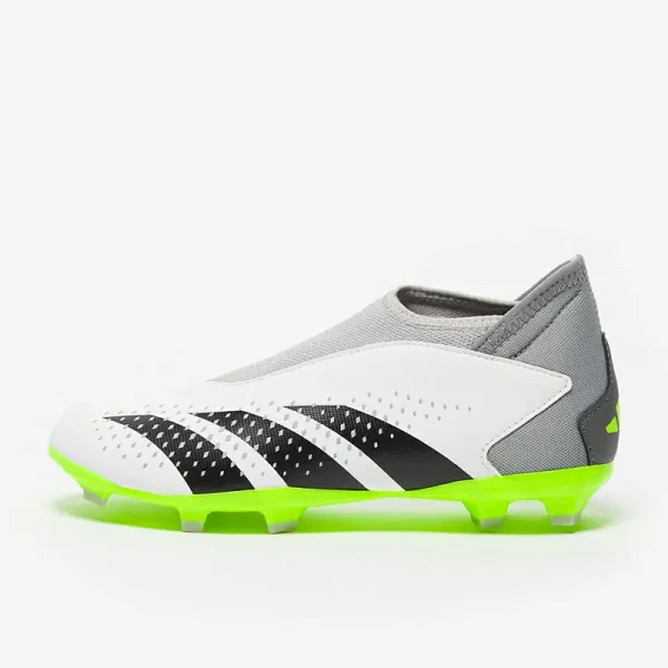 Adidas Børn PRødator Accuracy.3 uden snørebånd FG - Hvide/Core Sorte/Lucid Citron Fodboldstøvler