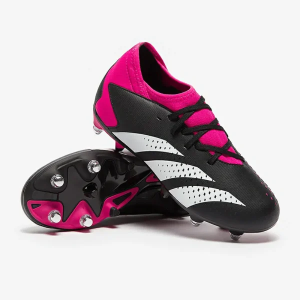 Adidas Børn PRødator Accuracy.3 SG - Core Sorte/Hvide/Team Shock Lyserøde Fodboldstøvler