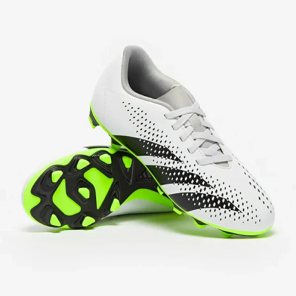 Adidas Børn PRødator Accuracy.4 FG - Hvide/Core Sorte/Lucid Citron Fodboldstøvler