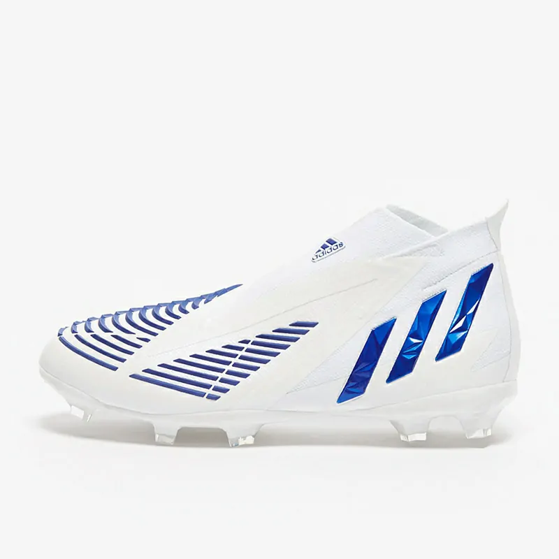 Adidas Børn PRødator Edge+ FG - Hvide/Hi-Res Blå/Hvide Fodboldstøvler