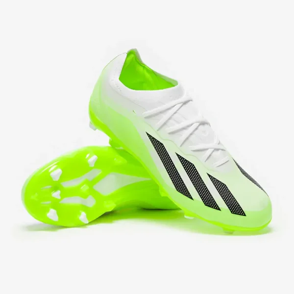Adidas Børn X Crazyfast.1 FG - Hvide/Core Sorte/Lucid Citron Fodboldstøvler