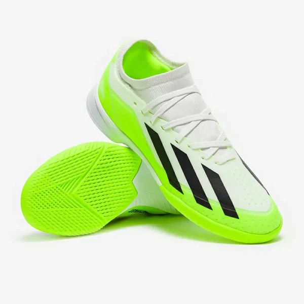 Adidas Børn X Crazyfast.3 IN - Hvide/Core Sorte/Lucid Citron Fodboldstøvler
