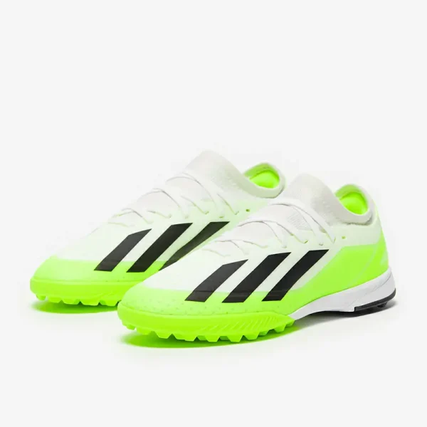 Adidas Børn X Crazyfast.3 TF - Hvide/Core Sorte/Lucid Citron Fodboldstøvler
