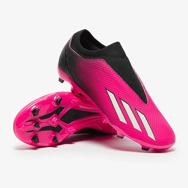 Adidas Børn X Speedportal.3 uden snørebånd FG - Team Shock Lyserøde/Zero Met./Core Sorte Fodboldstøvler