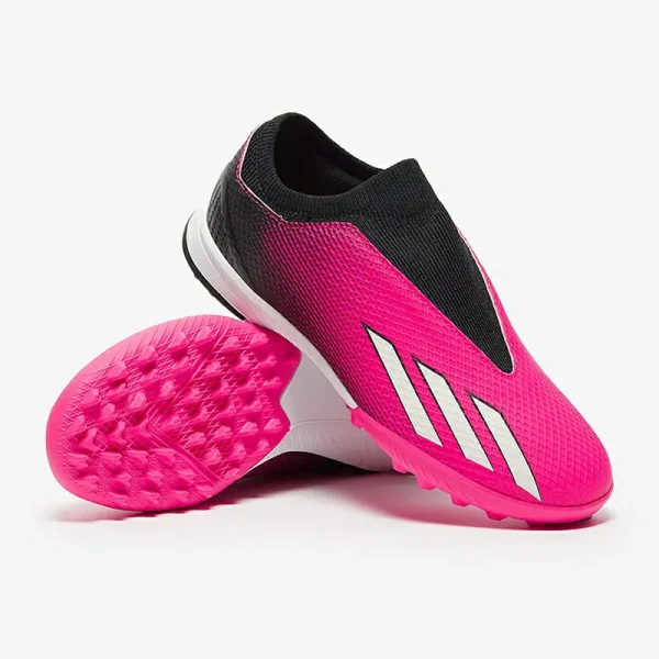 Adidas Børn X Speedportal.3 uden snørebånd TF - Team Shock Lyserøde/Zero Met./Core Sorte Fodboldstøvler