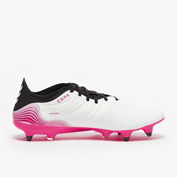 Adidas Copa Sense.1 SG - Hvide/Hvide/Shock Lyserøde Fodboldstøvler