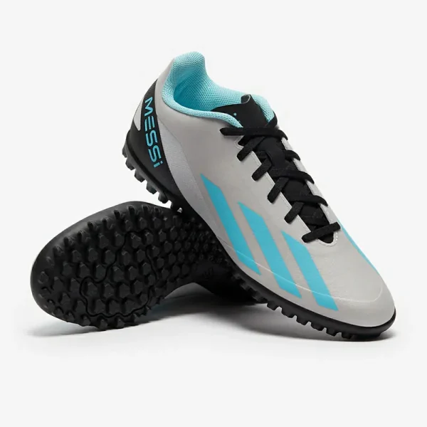 Adidas X Crazyfast Messi.4 TF - Sølv Met/Bliss Blå/Core Sorte Fodboldstøvler