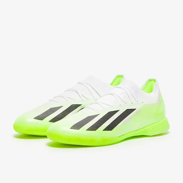 Adidas X Crazyfast.1 IN - Hvide/Core Sorte/Lucid Citron Fodboldstøvler