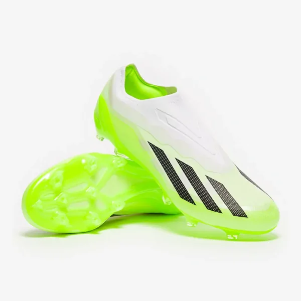 Adidas X Crazyfast.1 uden snørebånd FG - Hvide/Core Sorte/Lucid Citron Fodboldstøvler