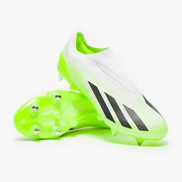 Adidas X Crazyfast.1 uden snørebånd SG - Hvide/Core Sorte/Lucid Citron Fodboldstøvler