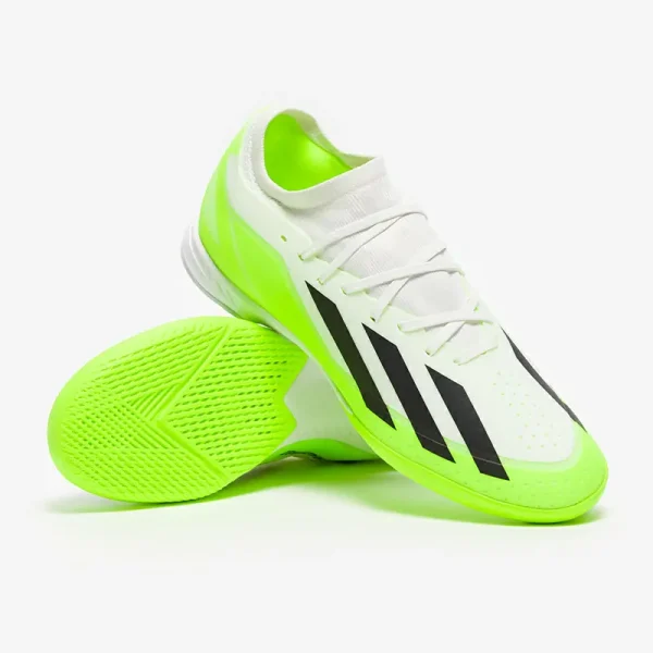 Adidas X Crazyfast.3 IN - Hvide/Core Sorte/Lucid Citron Fodboldstøvler