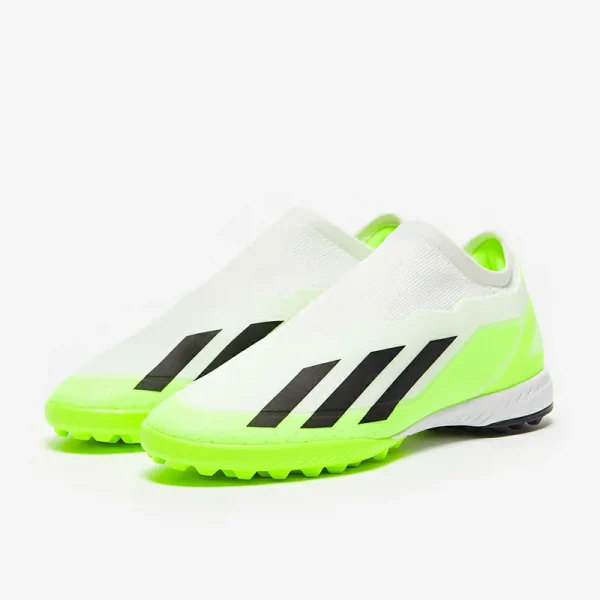 Adidas X Crazyfast.3 uden snørebånd TF - Hvide/Core Sorte/Lucid Citron Fodboldstøvler