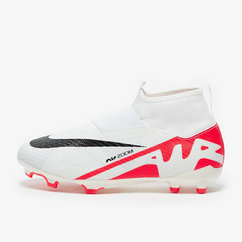 Nike Børn Air Zoom Mercurial Superfly IX Pro FG - Hvide/Bright Crimson/Sorte Fodboldstøvler
