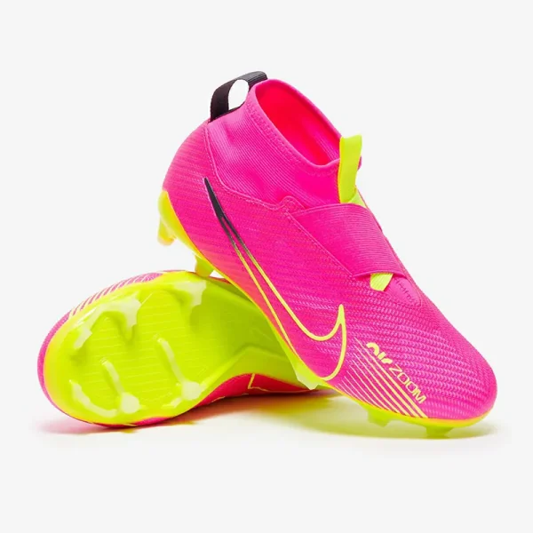 Nike Børn Air Zoom Mercurial Superfly IX Pro FG - Lyserøde Blast/Volt/Gridiron Fodboldstøvler