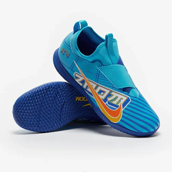 Nike Børn Air Zoom Mercurial Vapor XV Club x Mbappe IC - Baltic Blå/Hvide Fodboldstøvler