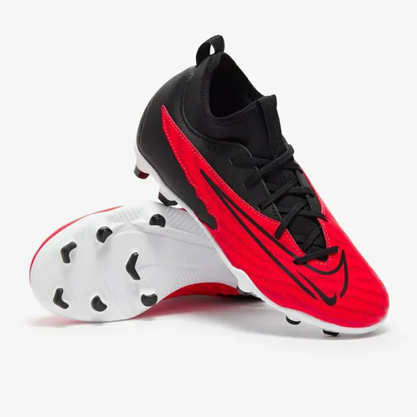 Nike Børn Phantom GX Club DF FG/MG - Bright Crimson/Sorte/Hvide Fodboldstøvler