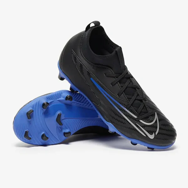 Nike Børn Phantom GX Club DF FG/MG - Sorte/Chrome/Hyper Royal Fodboldstøvler