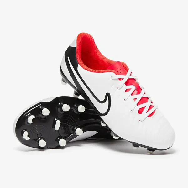 Nike Børn Tiempo Legend X Club FG/MG - Hvide/Sorte/Bright Crimson Fodboldstøvler