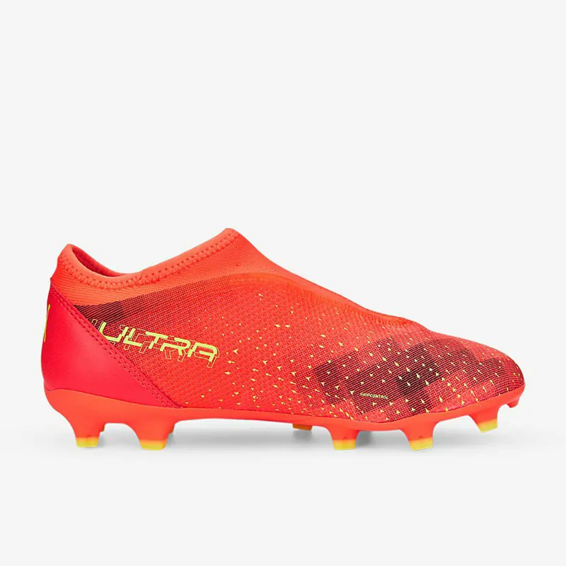 Puma Børn Ultra Match Ll FG/AG - Fiery Coral/Fizzy Light/Puma Sorte Fodboldstøvler