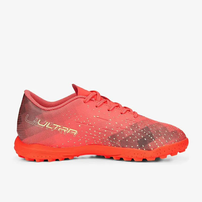 Puma Børn Ultra Play TT - Fiery Coral/Fizzy Light/Puma Sorte Fodboldstøvler